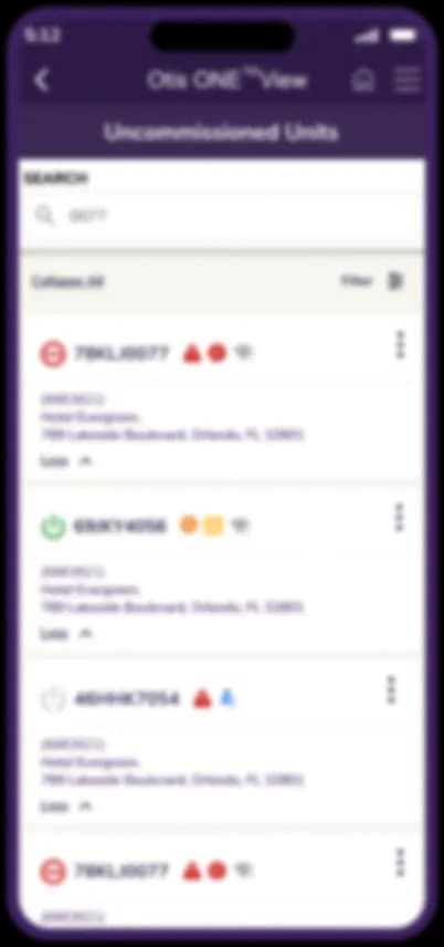 Stylised field service app screen showing a commissioning detail with a progress ring