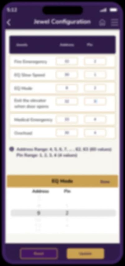 Stylised field service app screen showing a unit list with status indicators